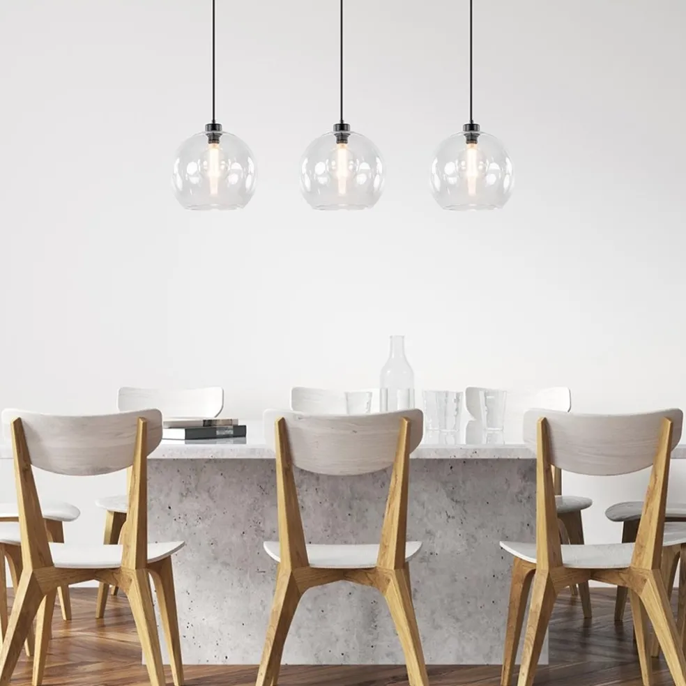 Sale Straluma Moderne eettafelhanglamp zwart met helder glas