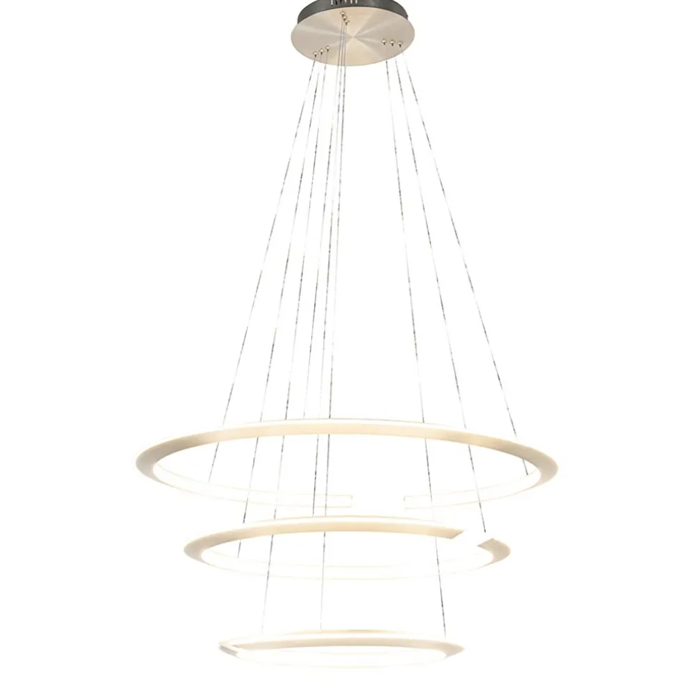 Outlet Straluma Moderne hanglamp rond met LED ringen nikkel