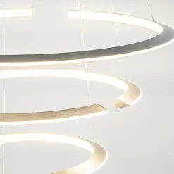 Outlet Straluma Moderne hanglamp rond met LED ringen nikkel