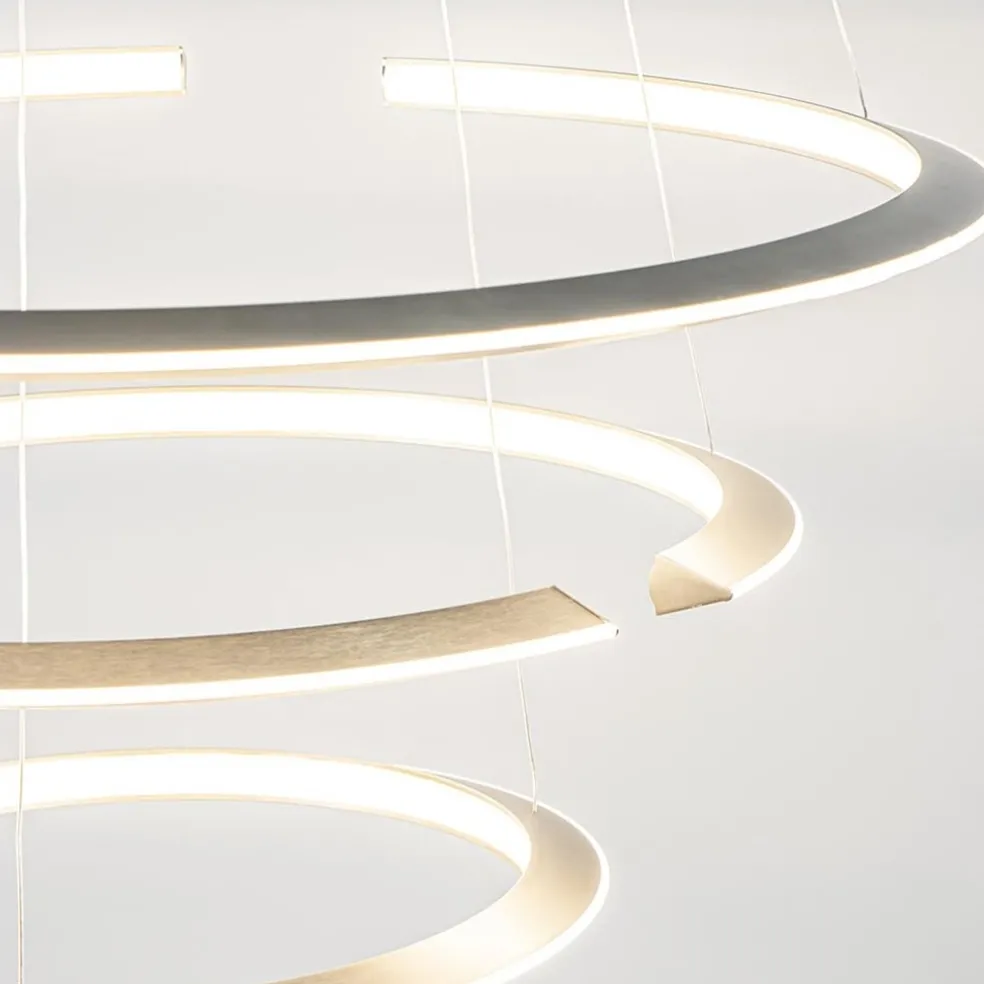 Outlet Straluma Moderne hanglamp rond met LED ringen nikkel