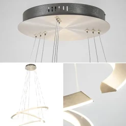 Outlet Straluma Moderne hanglamp rond met LED ringen nikkel