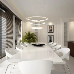 Outlet Straluma Moderne hanglamp rond met LED ringen nikkel