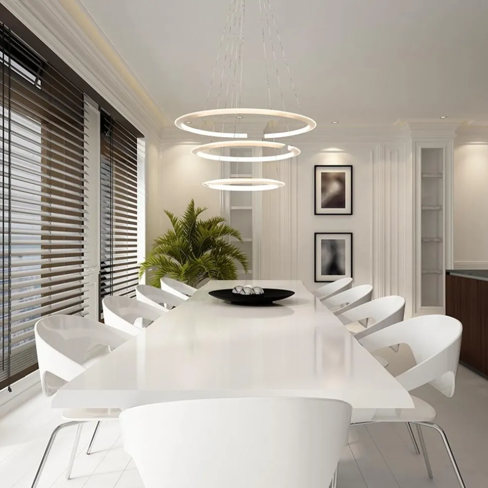 Outlet Straluma Moderne hanglamp rond met LED ringen nikkel