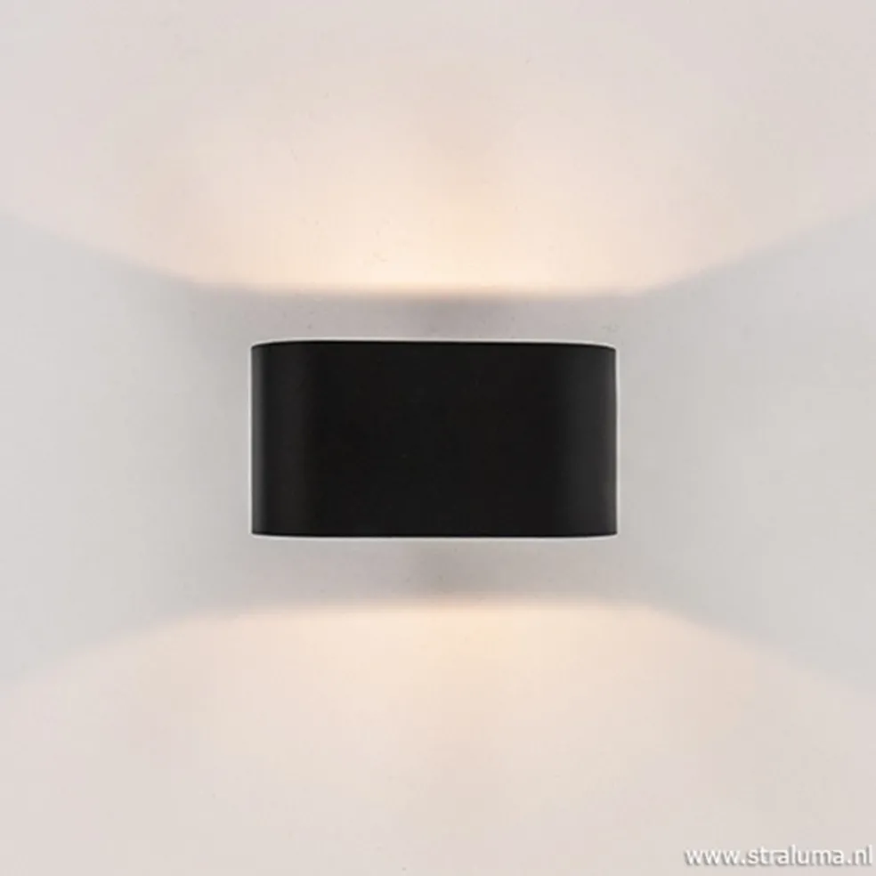Store Straluma Moderne kleine wandlamp ovaal zwart