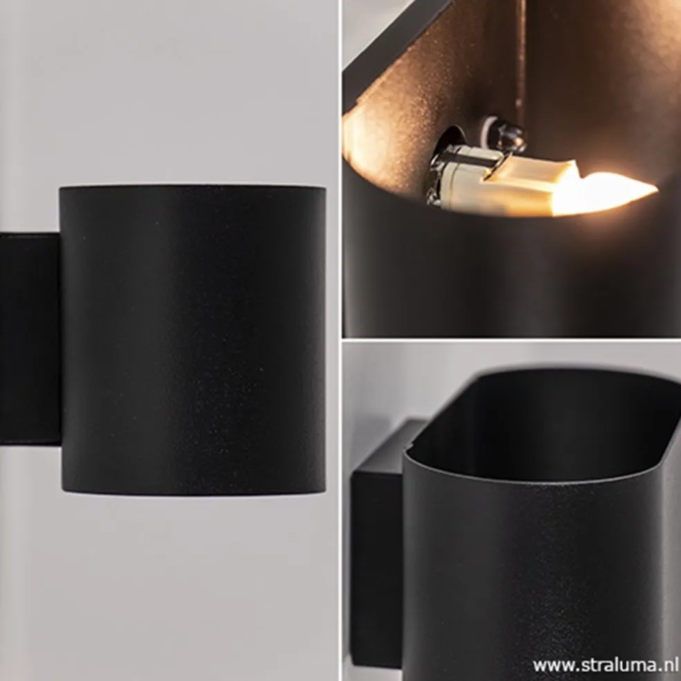 Store Straluma Moderne kleine wandlamp ovaal zwart