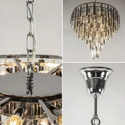 Outlet Straluma Moderne kroonluchter chroom met helder en smoke glas