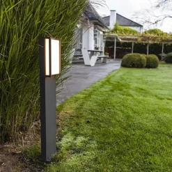 New Straluma Moderne LED buitenpaal grijs rechthoek IP54