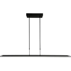 Online Straluma Moderne LED hanglamp balk mat zwart met smoke glas