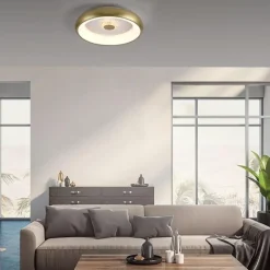 New Straluma Moderne LED plafondlamp mat goud met remote dimbaar