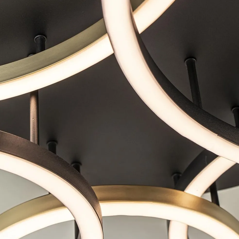 Best Straluma Moderne LED plafondlamp ringen zwart/goud dimbaar
