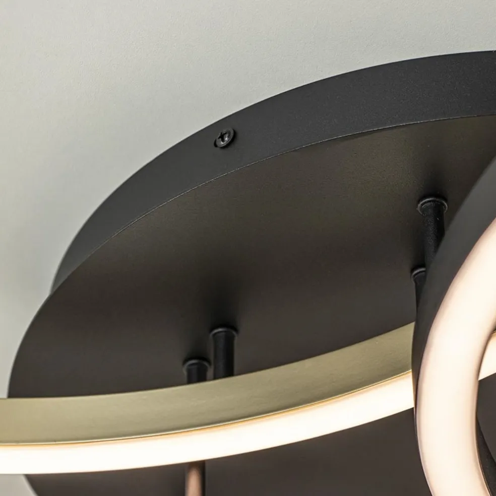 Best Straluma Moderne LED plafondlamp ringen zwart/goud dimbaar