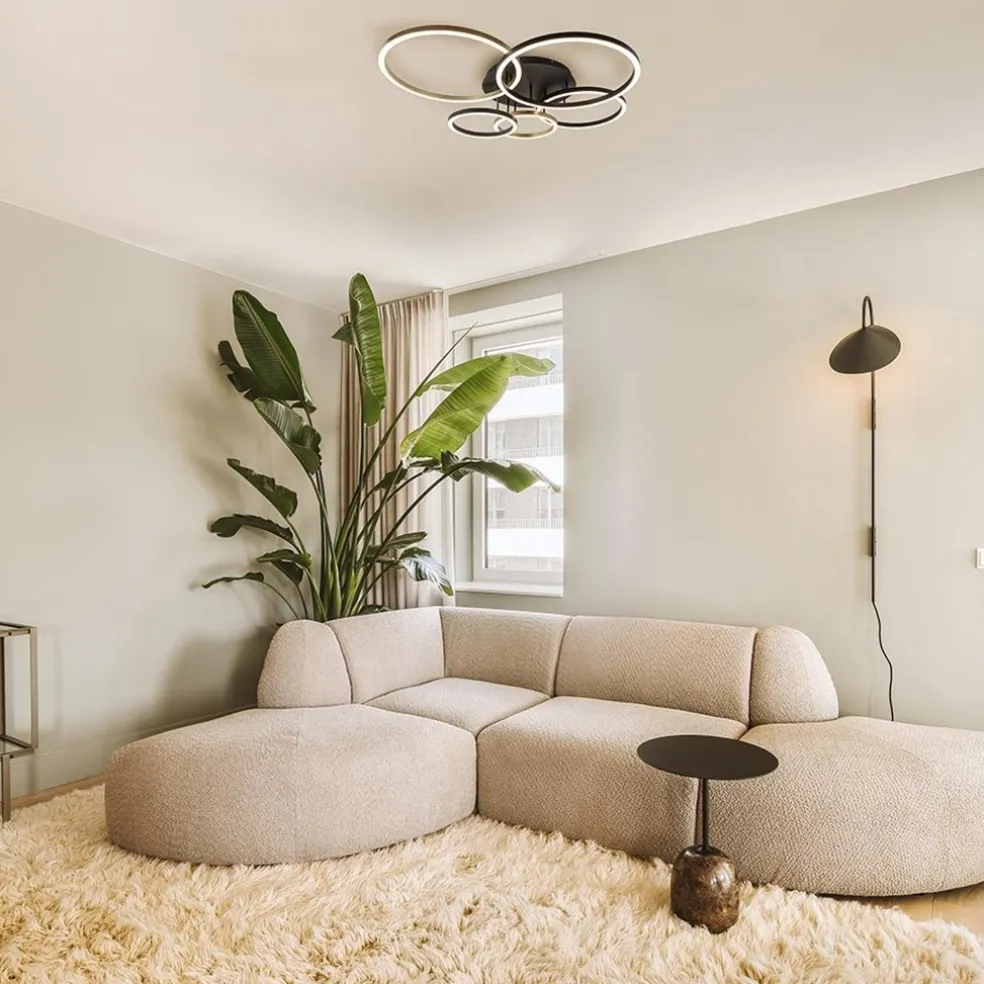 Best Straluma Moderne LED plafondlamp ringen zwart/goud dimbaar