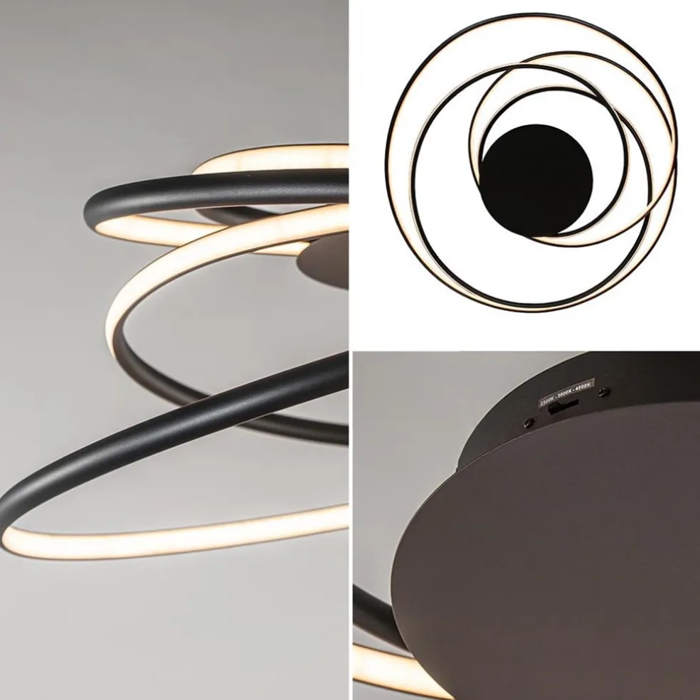 Shop Straluma Moderne LED plafondlamp ringen zwart 3-standen dimbaar