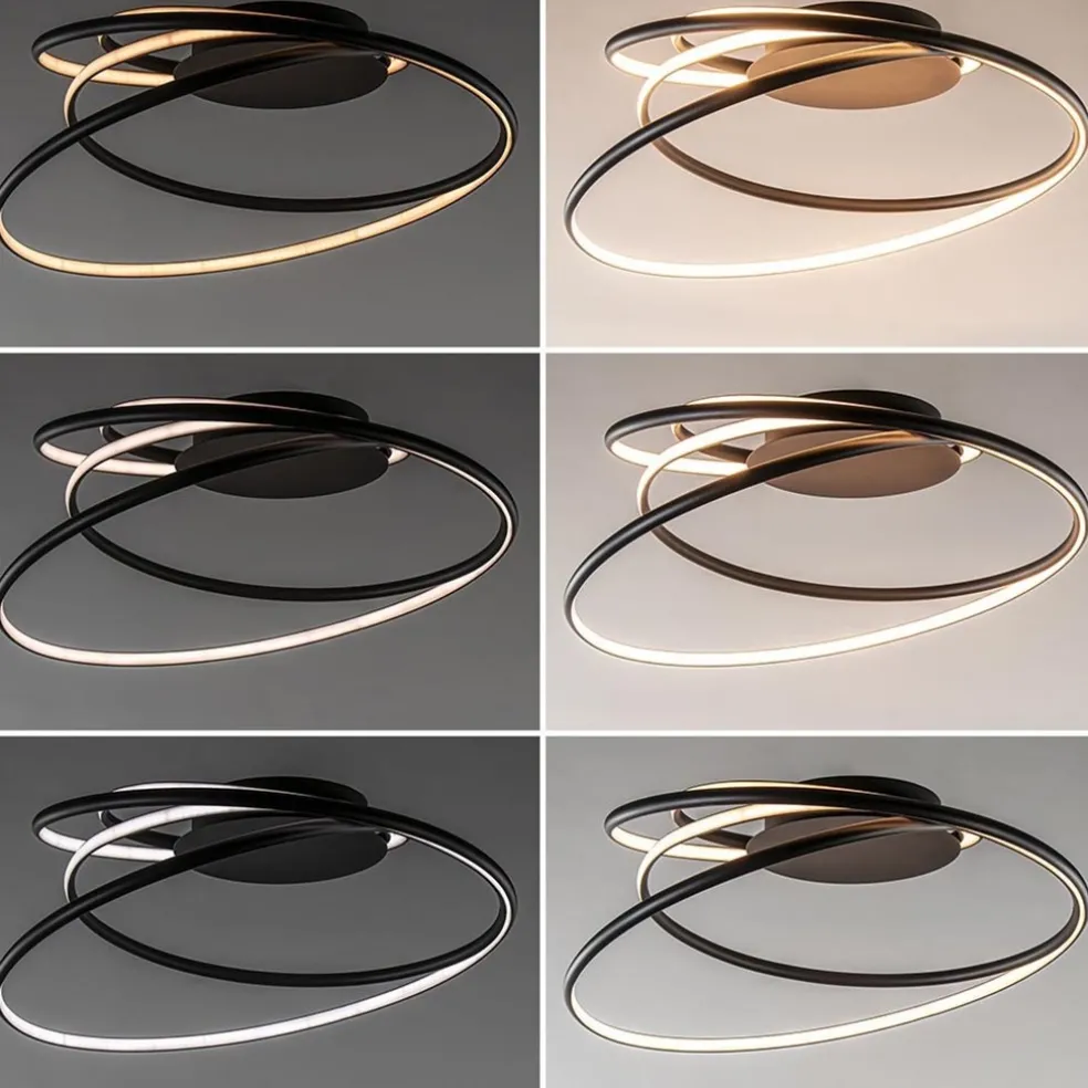 Shop Straluma Moderne LED plafondlamp ringen zwart 3-standen dimbaar