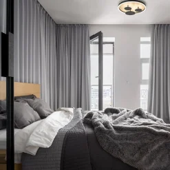 New Straluma Moderne LED plafondlamp zwart met houtlook 40 cm dimbaar
