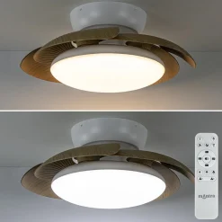 New Straluma Moderne LED plafondventilator wit met houten bladen