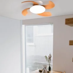 New Straluma Moderne LED plafondventilator wit met houten bladen