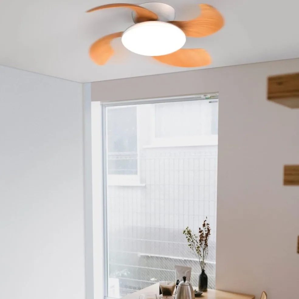 New Straluma Moderne LED plafondventilator wit met houten bladen