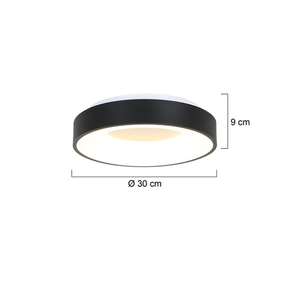 Best Straluma Moderne LED plafonnière zwart rond 30 cm