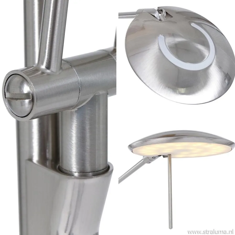 Online Straluma Moderne LED uplighter met leeslamp geborsteld staal