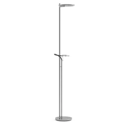 Store Straluma Moderne LED uplighter staal met helder glas en leesarm