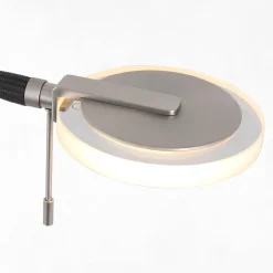 Store Straluma Moderne LED uplighter staal met helder glas en leesarm