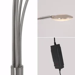 Discount Straluma Moderne LED vloerlamp 5-lichts geborsteld staal dimbaar