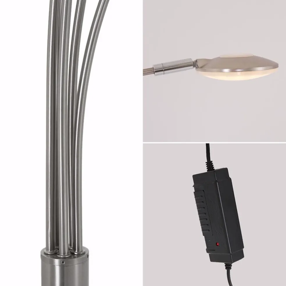 Discount Straluma Moderne LED vloerlamp 5-lichts geborsteld staal dimbaar