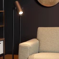 New Straluma Moderne LED vloerlamp mat zwart met kantelbare spot