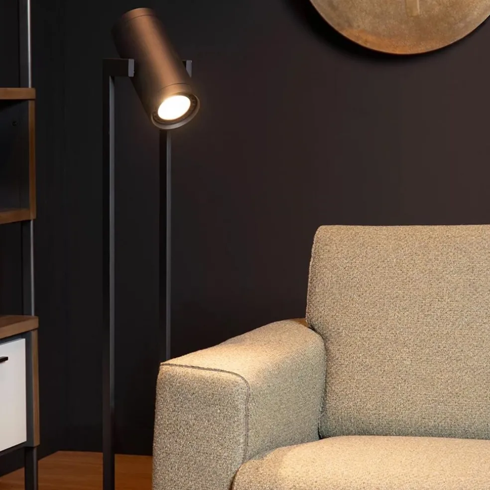 New Straluma Moderne LED vloerlamp mat zwart met kantelbare spot