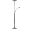 New Straluma Moderne LED vloerlamp nikkel met uplighter en leeslamp