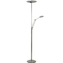 New Straluma Moderne LED vloerlamp nikkel met uplighter en leeslamp