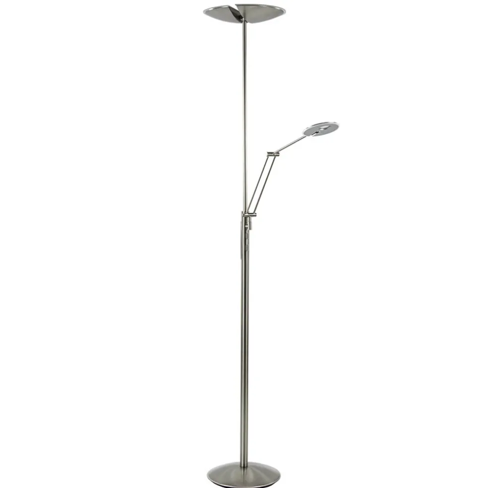 New Straluma Moderne LED vloerlamp nikkel met uplighter en leeslamp