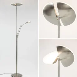 New Straluma Moderne LED vloerlamp nikkel met uplighter en leeslamp