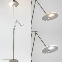 New Straluma Moderne LED vloerlamp nikkel met uplighter en leeslamp