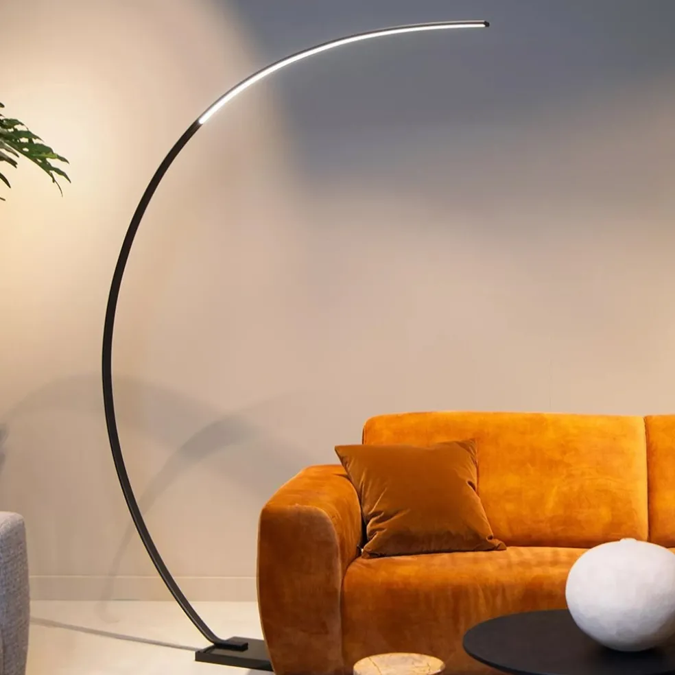 Best Straluma Moderne LED vloerlamp zwart met zwart marmer