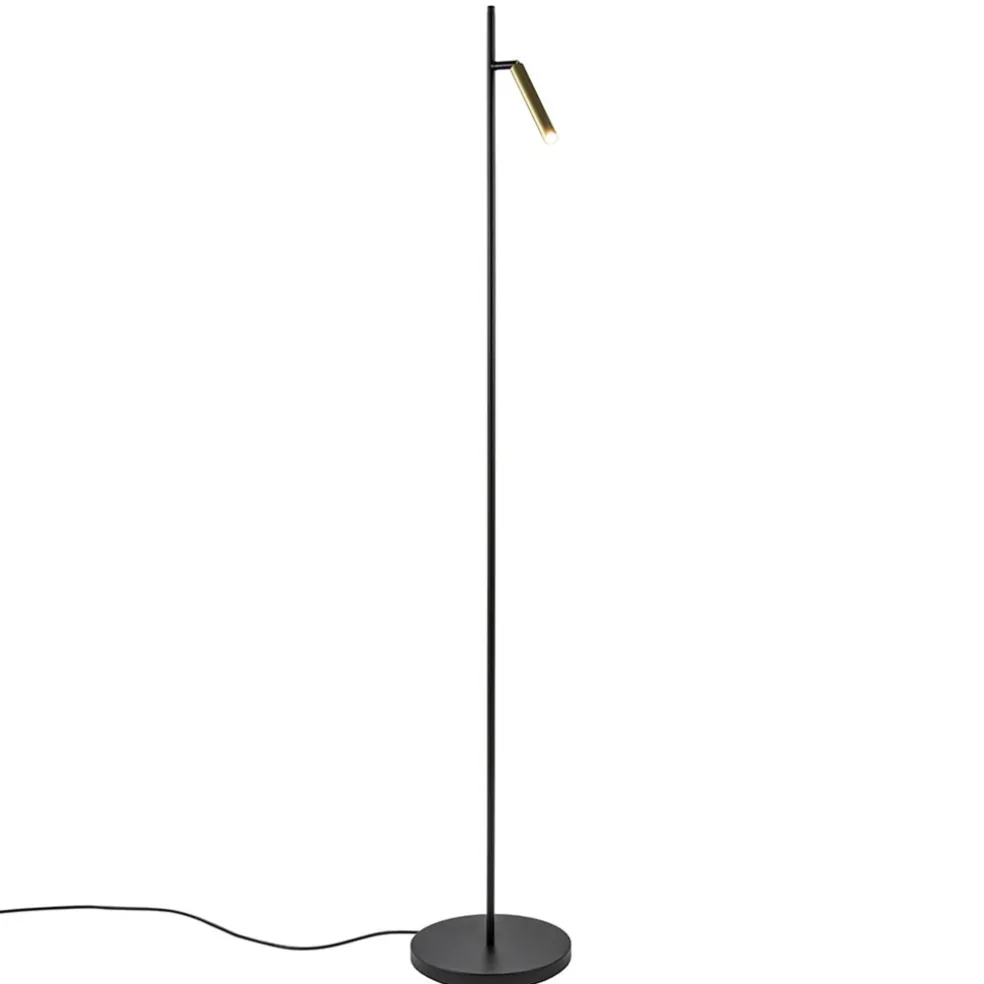 Hot Straluma Moderne LED vloerlamp zwart met gouden spot