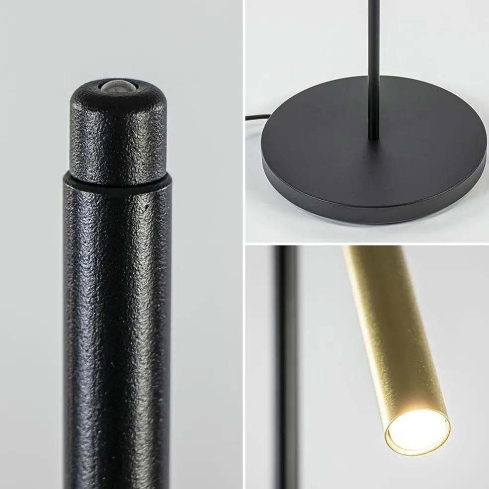 Hot Straluma Moderne LED vloerlamp zwart met gouden spot
