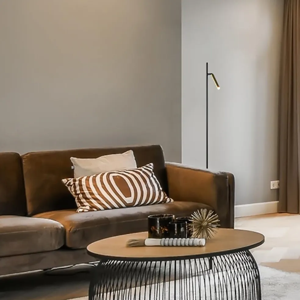 Hot Straluma Moderne LED vloerlamp zwart met gouden spot