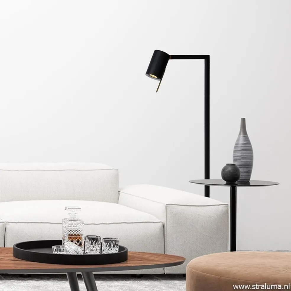 Discount Straluma Moderne lees/vloerlamp mat zwart met brons