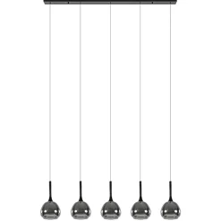 Best Straluma Moderne 5-lichts eettafelhanglamp zwart met dubbel glas