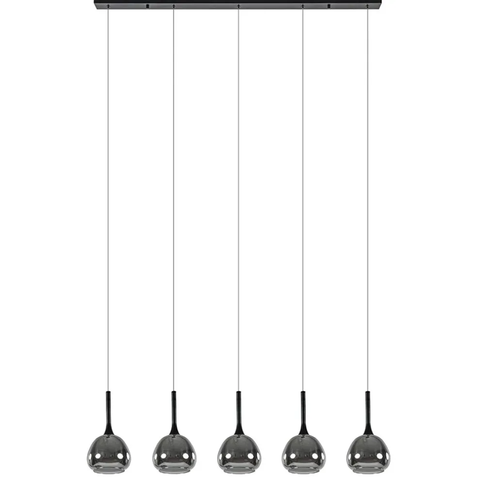 Best Straluma Moderne 5-lichts eettafelhanglamp zwart met dubbel glas