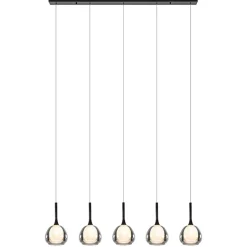 Best Straluma Moderne 5-lichts eettafelhanglamp zwart met dubbel glas