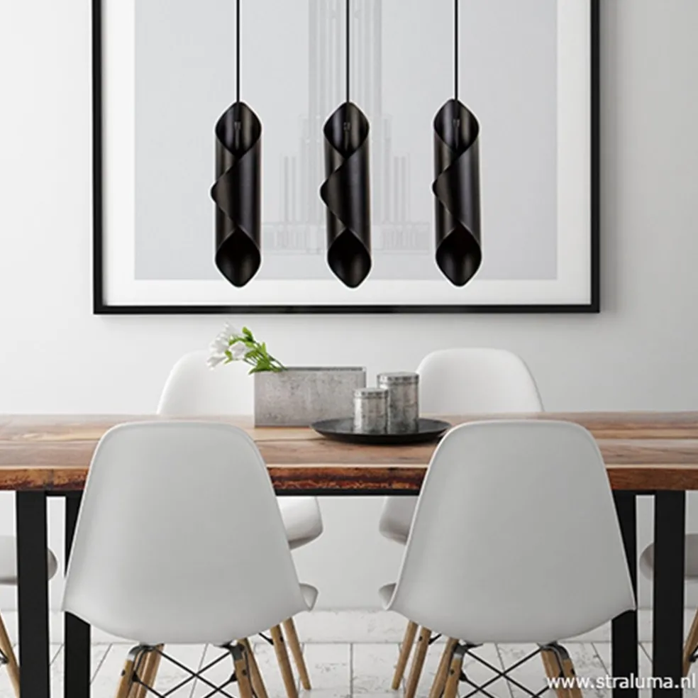 Sale Straluma Moderne 3-lichts hanglamp zwart metaal