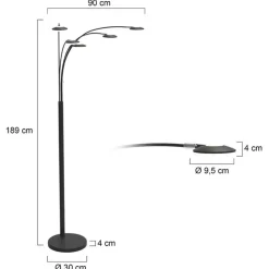 Cheap Straluma Moderne 5-lichts LED vloerlamp zwart