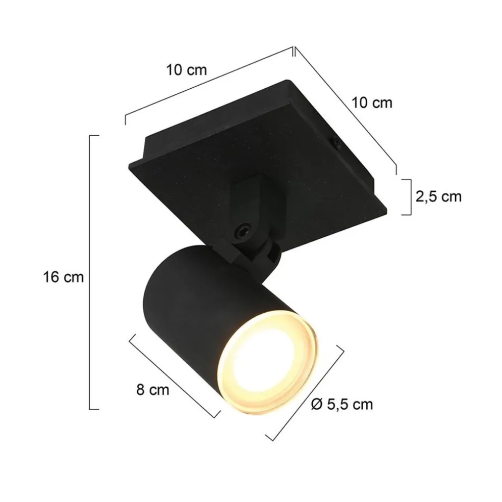 Online Straluma Moderne 1-lichts opbouw spot zwart inclusief LED
