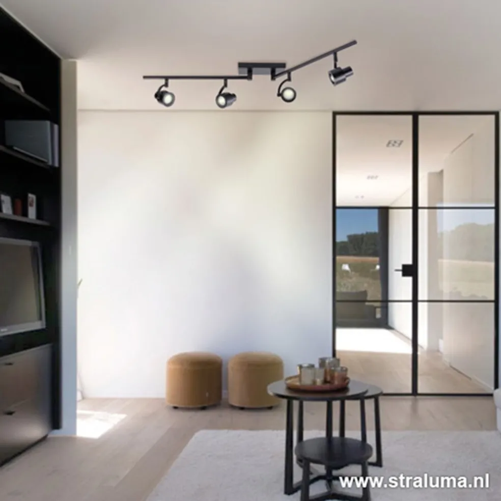 Store Straluma Moderne opbouwspot mat zwart 4-lichts