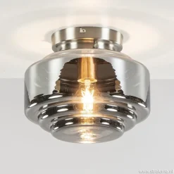 Clearance Straluma Moderne plafondlamp nikkel met smokey glas