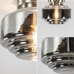 Clearance Straluma Moderne plafondlamp nikkel met smokey glas