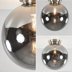 Online Straluma Moderne plafondlamp nikkel met smokey glas
